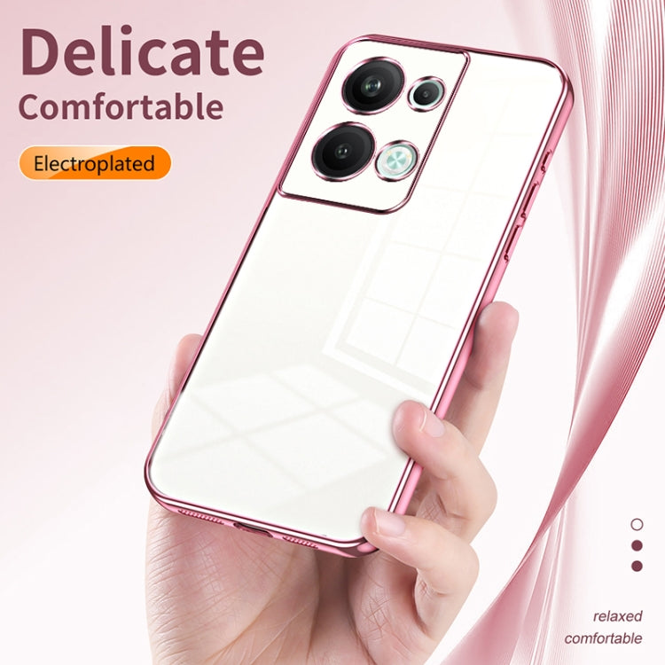 For OPPO Reno9 Pro+ Transparent Plating Fine Hole Phone Case(Purple) - OPPO Cases by PMC Jewellery | Online Shopping South Africa | PMC Jewellery | Buy Now Pay Later Mobicred