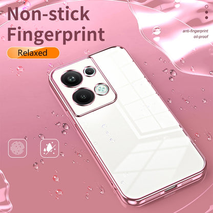 For OPPO Reno9 Pro+ Transparent Plating Fine Hole Phone Case(Pink) - OPPO Cases by PMC Jewellery | Online Shopping South Africa | PMC Jewellery | Buy Now Pay Later Mobicred