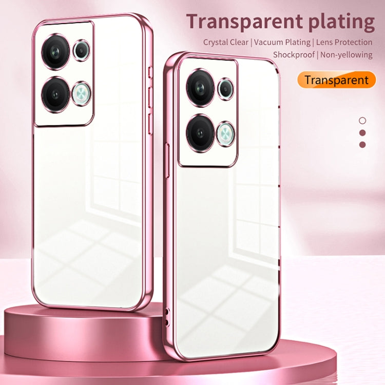 For OPPO Reno9 Pro+ Transparent Plating Fine Hole Phone Case(Transparent) - OPPO Cases by PMC Jewellery | Online Shopping South Africa | PMC Jewellery | Buy Now Pay Later Mobicred