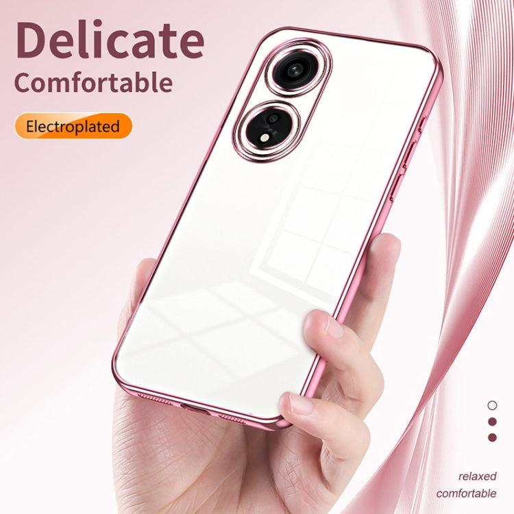 For OPPO A1 Pro Transparent Plating Fine Hole Phone Case(Pink) - OPPO Cases by PMC Jewellery | Online Shopping South Africa | PMC Jewellery | Buy Now Pay Later Mobicred