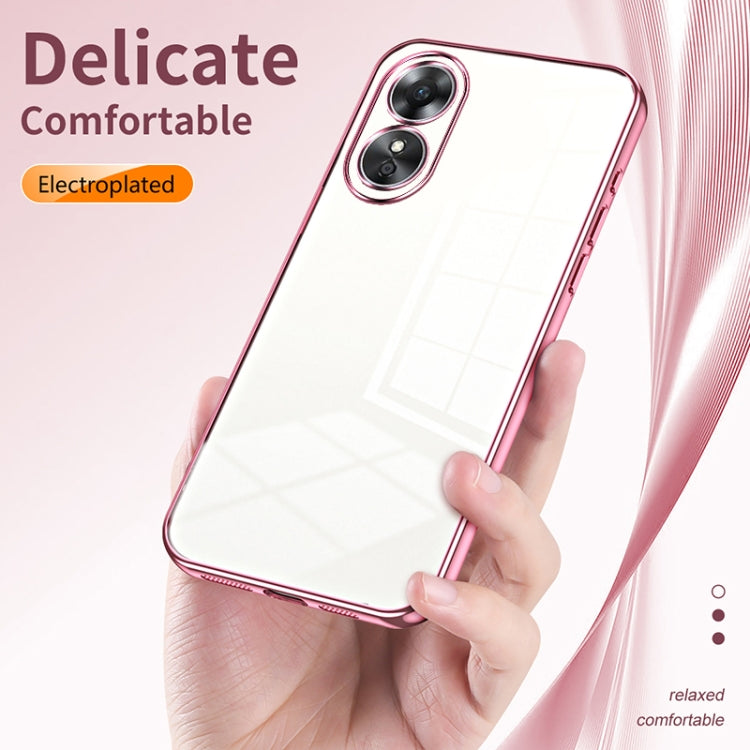 For OPPO A17 / A17K Transparent Plating Fine Hole Phone Case(Silver) - OPPO Cases by PMC Jewellery | Online Shopping South Africa | PMC Jewellery | Buy Now Pay Later Mobicred