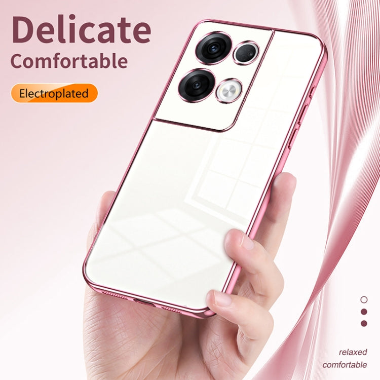 For OPPO Reno8 Pro+ Transparent Plating Fine Hole Phone Case(Pink) - OPPO Cases by PMC TechLife | Online Shopping South Africa | PMC TechLife | Buy Now Pay Later Mobicred