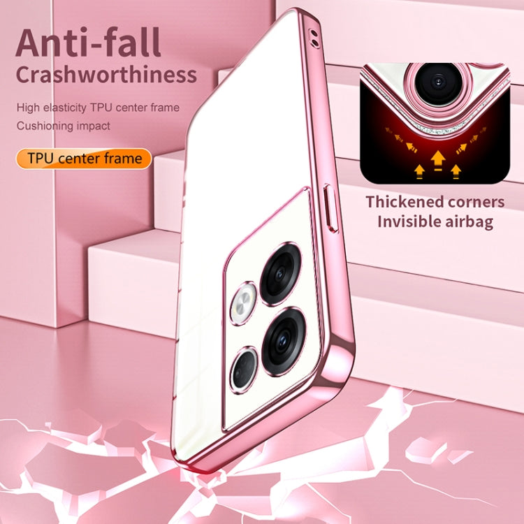 For OPPO Reno8 Pro+ Transparent Plating Fine Hole Phone Case(Pink) - OPPO Cases by PMC TechLife | Online Shopping South Africa | PMC TechLife | Buy Now Pay Later Mobicred
