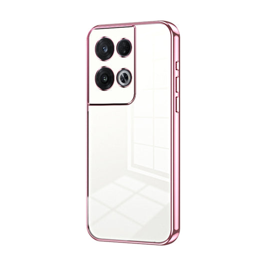 For OPPO Reno8 Pro Transparent Plating Fine Hole Phone Case(Pink) - OPPO Cases by PMC Jewellery | Online Shopping South Africa | PMC Jewellery | Buy Now Pay Later Mobicred