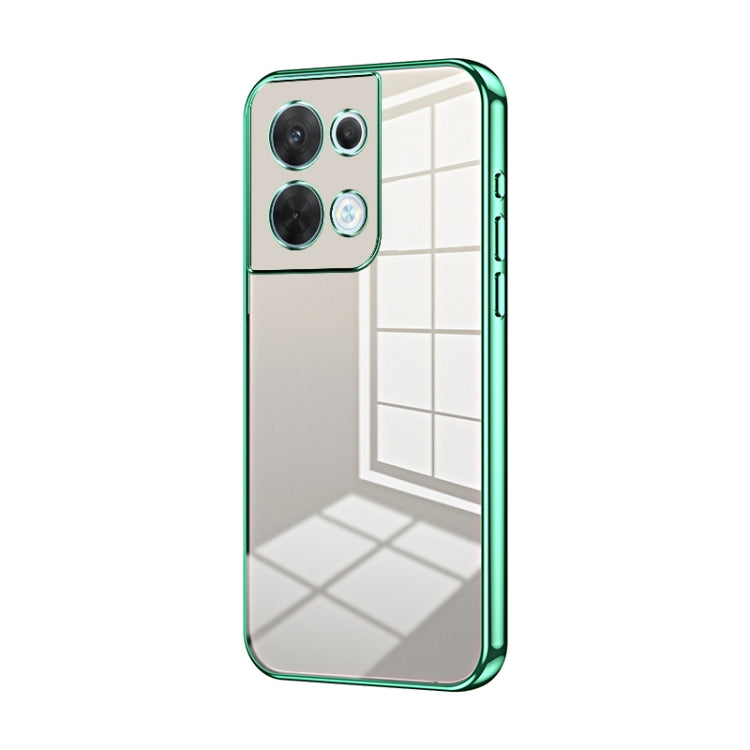 For OPPO Reno8 Transparent Plating Fine Hole Phone Case(Green) - free shipping - PMC TechLife - Order now!
