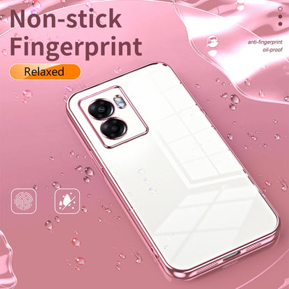 For OPPO A57 5G Transparent Plating Fine Hole Phone Case(Black) - OPPO Cases by PMC Jewellery | Online Shopping South Africa | PMC Jewellery | Buy Now Pay Later Mobicred