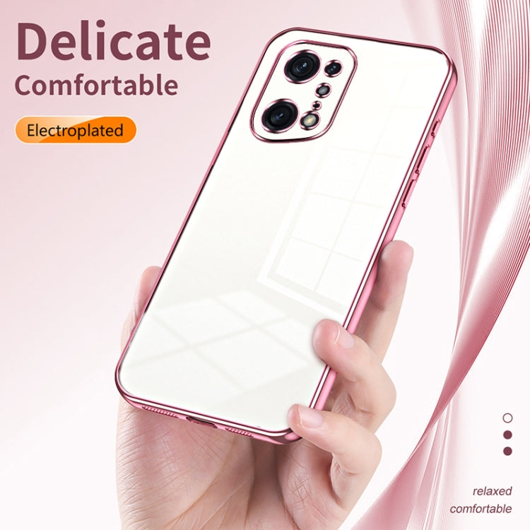 For OPPO Find X5 Pro Transparent Plating Fine Hole Phone Case(Gold) - OPPO Cases by PMC TechLife | Online Shopping South Africa | PMC TechLife | Buy Now Pay Later Mobicred