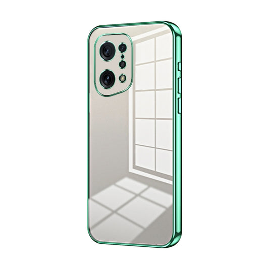 For OPPO Find X5 Transparent Plating Fine Hole Phone Case(Green) - OPPO Cases by PMC Jewellery | Online Shopping South Africa | PMC Jewellery | Buy Now Pay Later Mobicred