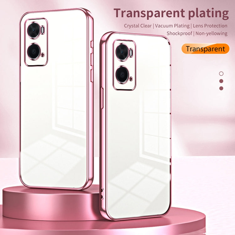 For OPPO A36 / A76 / A96 4G Global Transparent Plating Fine Hole Phone Case(Purple) - OPPO Cases by PMC Jewellery | Online Shopping South Africa | PMC Jewellery | Buy Now Pay Later Mobicred