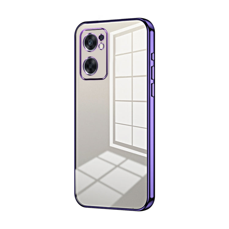 For OPPO Reno7 SE Transparent Plating Fine Hole Phone Case(Purple) - OPPO Cases by PMC Jewellery | Online Shopping South Africa | PMC Jewellery | Buy Now Pay Later Mobicred
