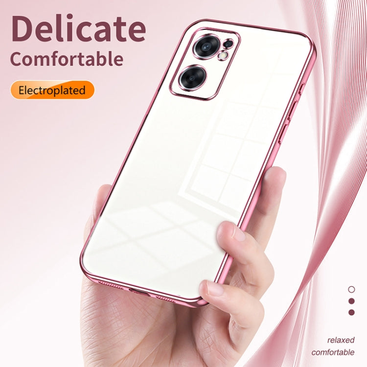 For OPPO Reno7 SE Transparent Plating Fine Hole Phone Case(Green) - OPPO Cases by PMC TechLife | Online Shopping South Africa | PMC TechLife | Buy Now Pay Later Mobicred