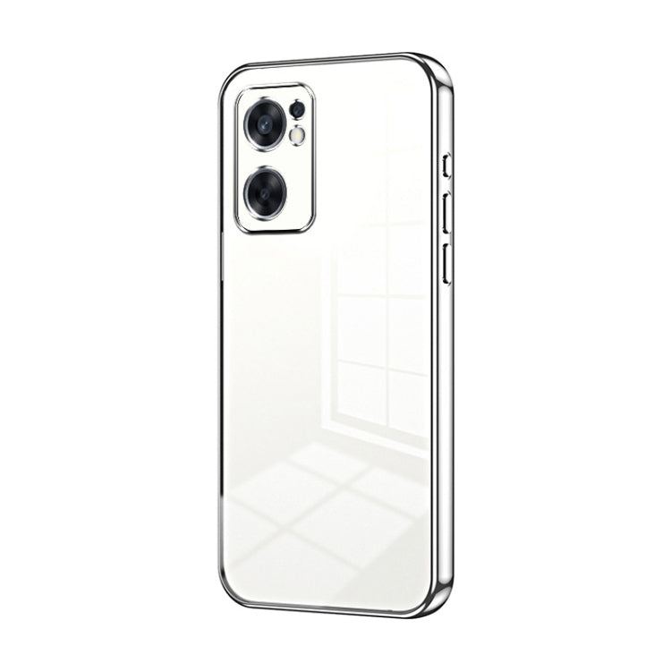 For OPPO Reno7 SE Transparent Plating Fine Hole Phone Case(Silver) - OPPO Cases by PMC TechLife | Online Shopping South Africa | PMC TechLife | Buy Now Pay Later Mobicred