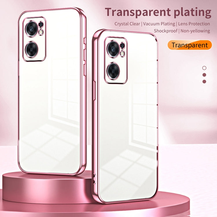 For OPPO Reno7 SE Transparent Plating Fine Hole Phone Case(Silver) - OPPO Cases by PMC TechLife | Online Shopping South Africa | PMC TechLife | Buy Now Pay Later Mobicred