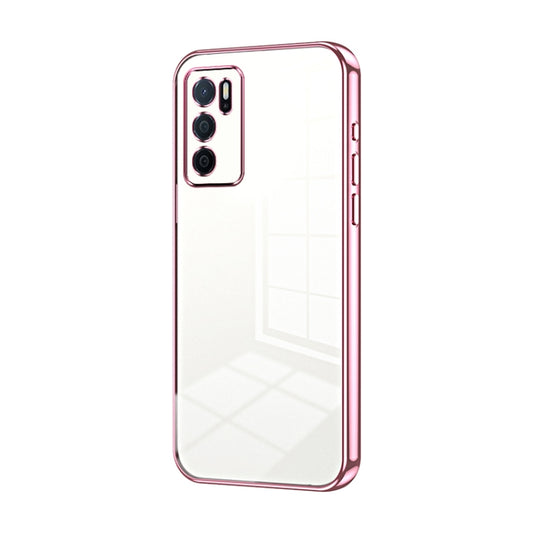 For OPPO A16 / A16s / A54s Transparent Plating Fine Hole Phone Case(Pink) - OPPO Cases by PMC Jewellery | Online Shopping South Africa | PMC Jewellery | Buy Now Pay Later Mobicred