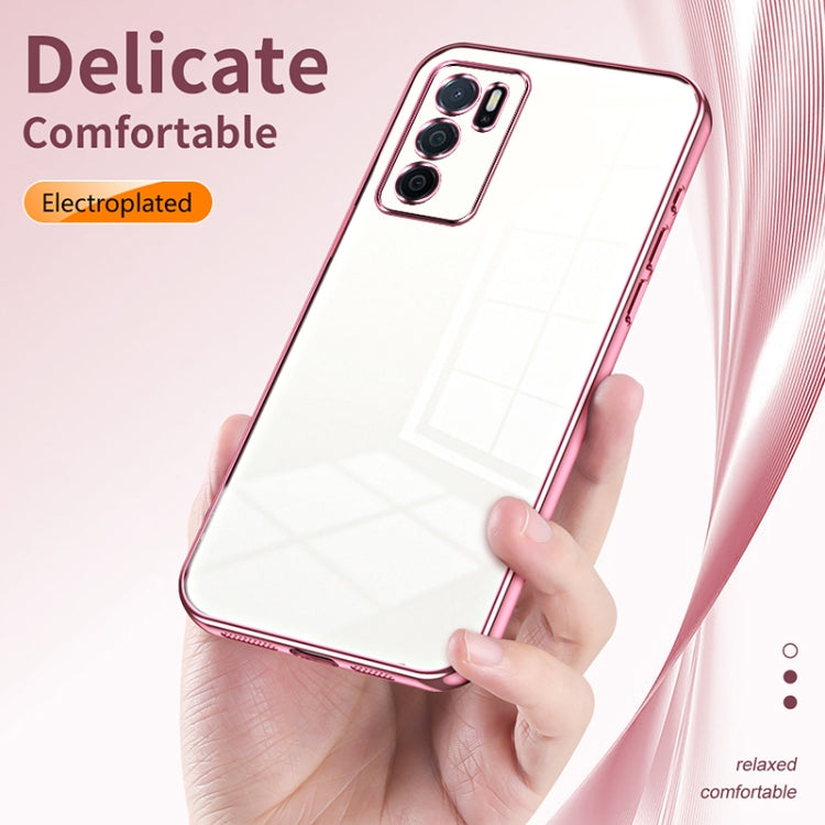 For OPPO A16 / A16s / A54s Transparent Plating Fine Hole Phone Case(Silver) - OPPO Cases by PMC Jewellery | Online Shopping South Africa | PMC Jewellery | Buy Now Pay Later Mobicred