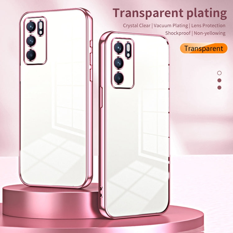 For OPPO Reno6 Indian / Malay Transparent Plating Fine Hole Phone Case(Blue) - OPPO Cases by PMC TechLife | Online Shopping South Africa | PMC TechLife | Buy Now Pay Later Mobicred