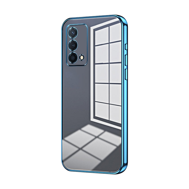 For OPPO K9 Transparent Plating Fine Hole Phone Case(Blue) - OPPO Cases by PMC Jewellery | Online Shopping South Africa | PMC Jewellery | Buy Now Pay Later Mobicred