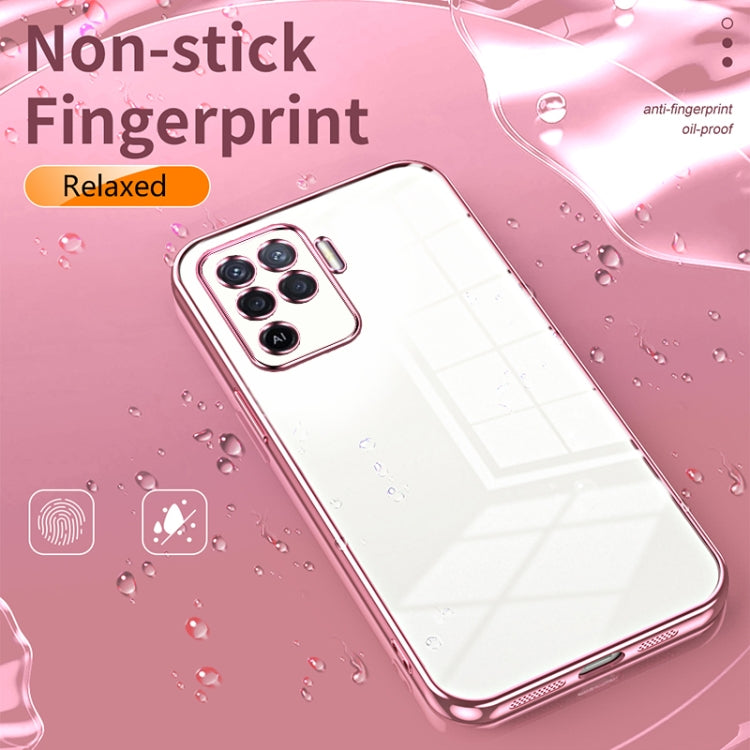 For OPPO A94 4G Transparent Plating Fine Hole Phone Case(Pink) - OPPO Cases by PMC TechLife | Online Shopping South Africa | PMC TechLife | Buy Now Pay Later Mobicred
