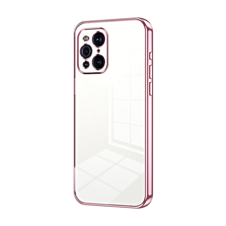 For OPPO Find X3 / Find X3 Pro Transparent Plating Fine Hole Phone Case(Pink) - OPPO Cases by PMC Jewellery | Online Shopping South Africa | PMC Jewellery | Buy Now Pay Later Mobicred