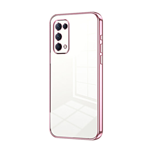 For OPPO Reno5 4G/5G / Reno5 K Transparent Plating Fine Hole Phone Case(Pink) - OPPO Cases by PMC Jewellery | Online Shopping South Africa | PMC Jewellery | Buy Now Pay Later Mobicred