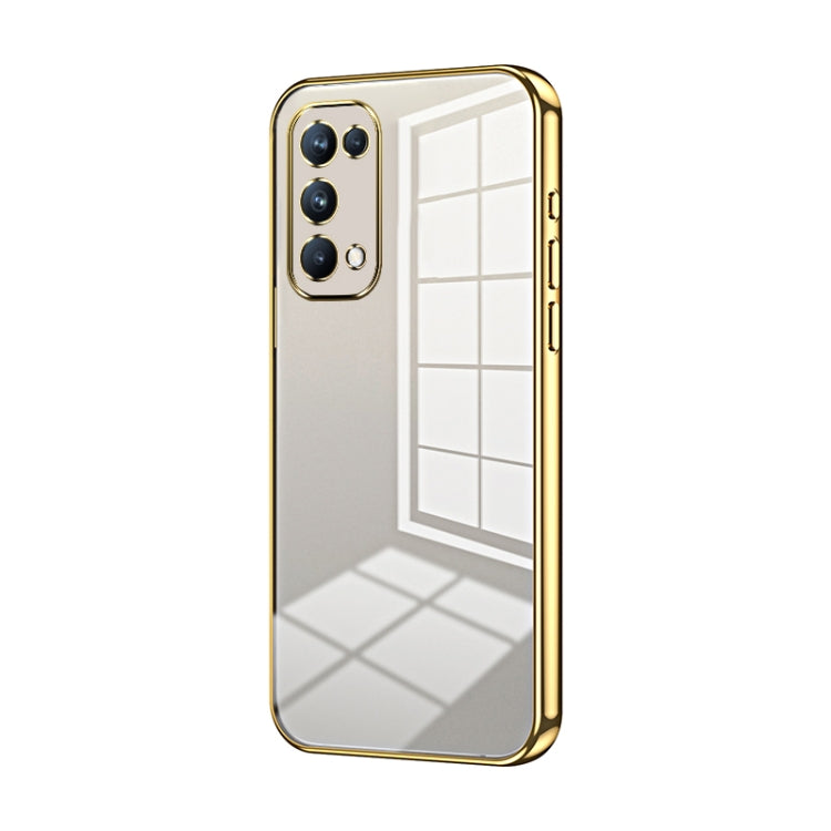 For OPPO Reno5 Pro Transparent Plating Fine Hole Phone Case(Gold) - OPPO Cases by PMC TechLife | Online Shopping South Africa | PMC TechLife | Buy Now Pay Later Mobicred