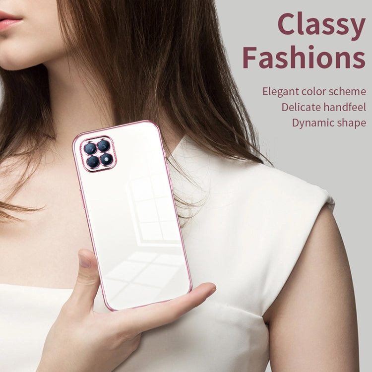 For OPPO Reno4 SE Transparent Plating Fine Hole Phone Case(Blue) - OPPO Cases by PMC TechLife | Online Shopping South Africa | PMC TechLife | Buy Now Pay Later Mobicred