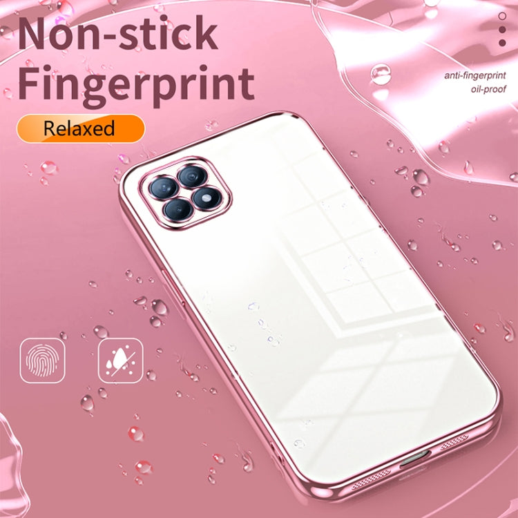 For OPPO Reno4 SE Transparent Plating Fine Hole Phone Case(Blue) - OPPO Cases by PMC TechLife | Online Shopping South Africa | PMC TechLife | Buy Now Pay Later Mobicred
