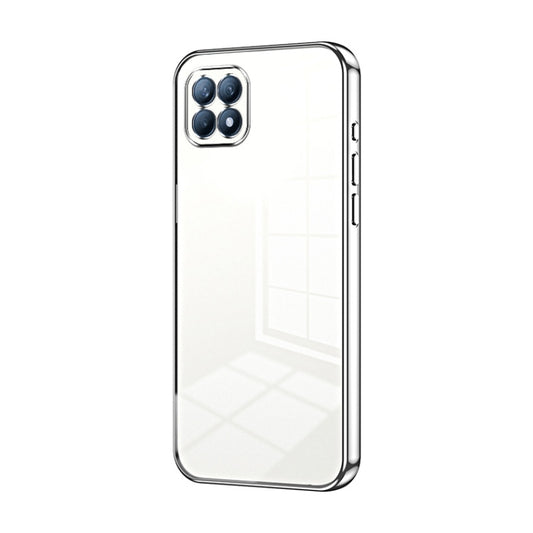 For OPPO Reno4 SE Transparent Plating Fine Hole Phone Case(Silver) - OPPO Cases by PMC Jewellery | Online Shopping South Africa | PMC Jewellery | Buy Now Pay Later Mobicred