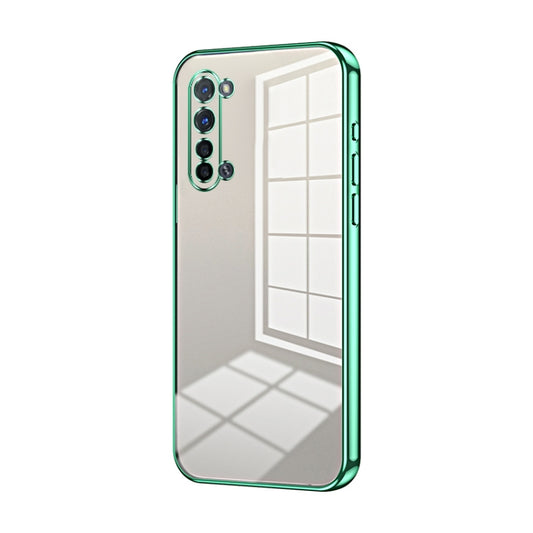 For OPPO Reno3 5G / Find X2 Lite Transparent Plating Fine Hole Phone Case(Green) - OPPO Cases by PMC Jewellery | Online Shopping South Africa | PMC Jewellery | Buy Now Pay Later Mobicred