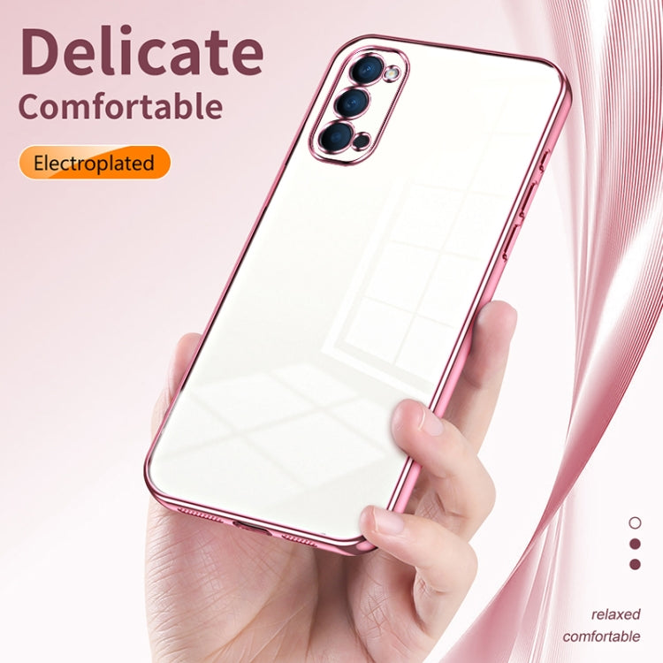 For OPPO Reno4 Transparent Plating Fine Hole Phone Case(Pink) - OPPO Cases by PMC Jewellery | Online Shopping South Africa | PMC Jewellery | Buy Now Pay Later Mobicred