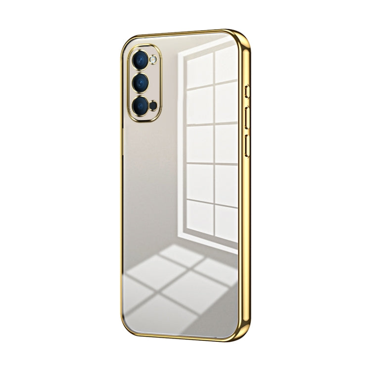 For OPPO Reno4 Transparent Plating Fine Hole Phone Case(Gold) - OPPO Cases by PMC TechLife | Online Shopping South Africa | PMC TechLife | Buy Now Pay Later Mobicred
