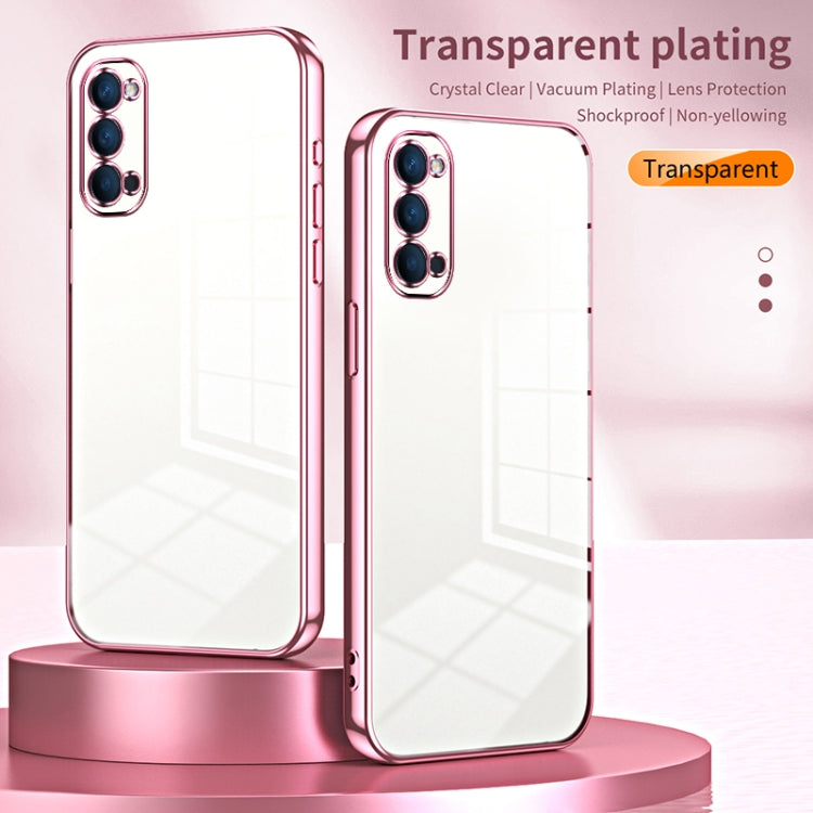 For OPPO Reno4 Transparent Plating Fine Hole Phone Case(Gold) - OPPO Cases by PMC TechLife | Online Shopping South Africa | PMC TechLife | Buy Now Pay Later Mobicred