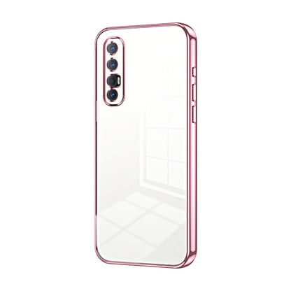 For OPPO Reno3 Pro Transparent Plating Fine Hole Phone Case(Pink) - OPPO Cases by PMC Jewellery | Online Shopping South Africa | PMC Jewellery | Buy Now Pay Later Mobicred