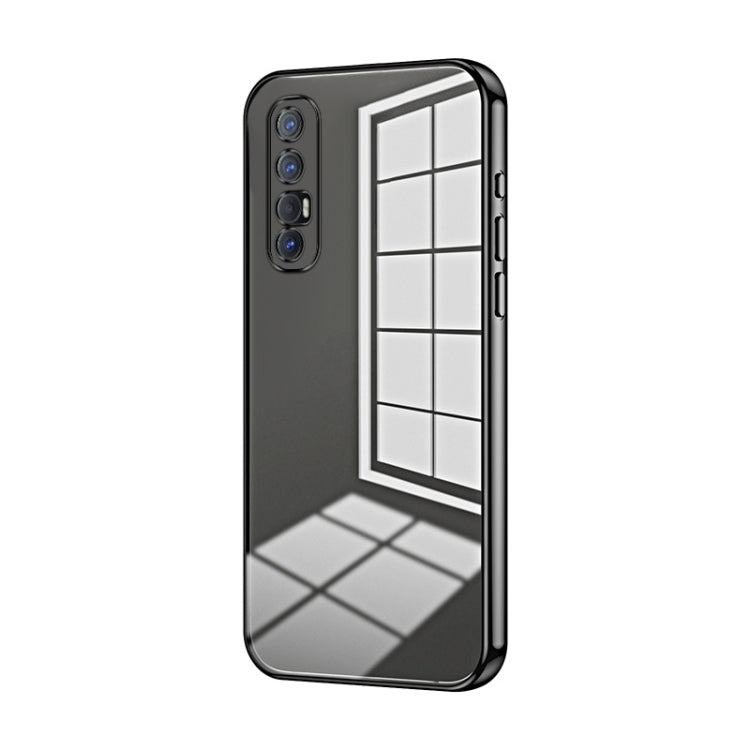 For OPPO Reno3 Pro Transparent Plating Fine Hole Phone Case(Black) - OPPO Cases by PMC TechLife | Online Shopping South Africa | PMC TechLife | Buy Now Pay Later Mobicred