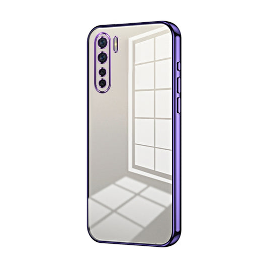 For OPPO A91 Transparent Plating Fine Hole Phone Case(Purple) - OPPO Cases by PMC Jewellery | Online Shopping South Africa | PMC Jewellery | Buy Now Pay Later Mobicred