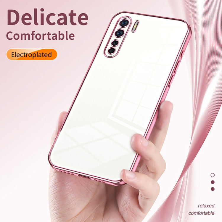 For OPPO A91 Transparent Plating Fine Hole Phone Case(Black) - OPPO Cases by PMC Jewellery | Online Shopping South Africa | PMC Jewellery | Buy Now Pay Later Mobicred