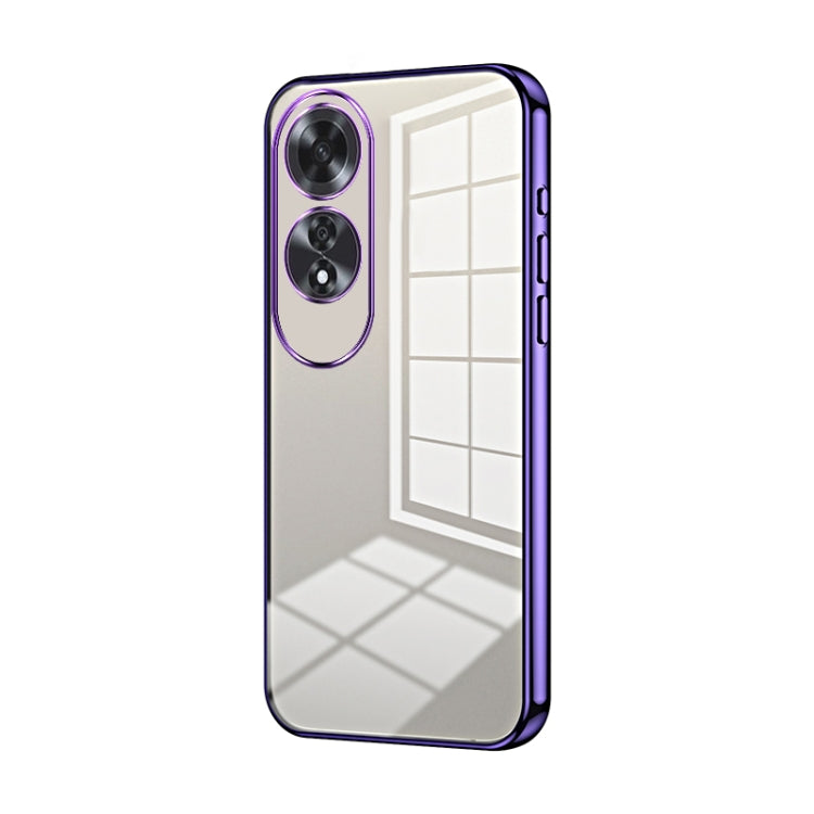 For OPPO A60 Transparent Plating Fine Hole Phone Case(Purple) - OPPO Cases by PMC Jewellery | Online Shopping South Africa | PMC Jewellery | Buy Now Pay Later Mobicred