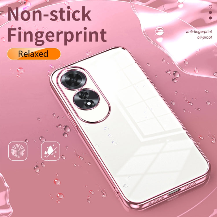 For OPPO A60 Transparent Plating Fine Hole Phone Case(Pink) - OPPO Cases by PMC Jewellery | Online Shopping South Africa | PMC Jewellery | Buy Now Pay Later Mobicred