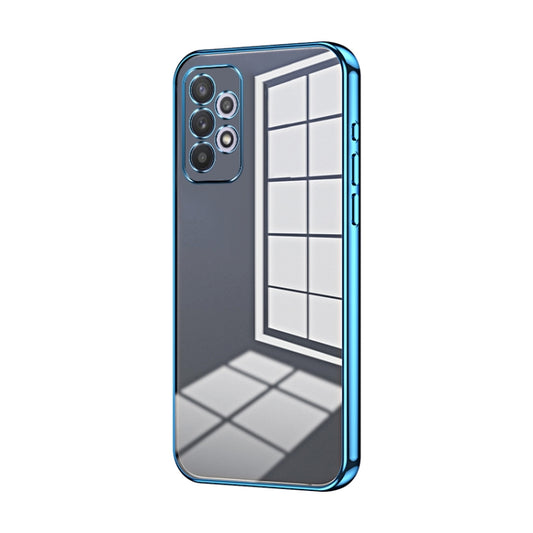 For Samsung Galaxy A32 4G Transparent Plating Fine Hole Phone Case(Blue) - Galaxy Phone Cases by PMC Jewellery | Online Shopping South Africa | PMC Jewellery