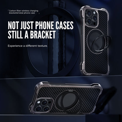 For iPhone 14 Pro R-JUST RJ51-1 Hollow Rotating Holder Metal Phone Case(Silver Grey) - iPhone 14 Pro Cases by R-JUST | Online Shopping South Africa | PMC Jewellery