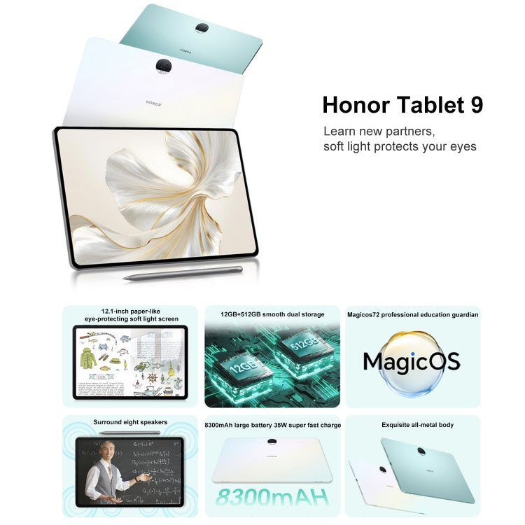 Honor Tablet 9 12.1 inch WiFi, Soft Light 12GB+256GB, MagicOS 7.2 Snapdragon 6 Gen1 Octa Core 2.2GHz, Not Support Google Play(White) - Huawei by Huawei | Online Shopping South Africa | PMC Jewellery | Buy Now Pay Later Mobicred