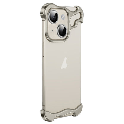 For iPhone 14 Frameless Metal Corner Pad Phone Case with Lens Film(Grey) - iPhone 14 Cases by PMC Jewellery | Online Shopping South Africa | PMC Jewellery | Buy Now Pay Later Mobicred