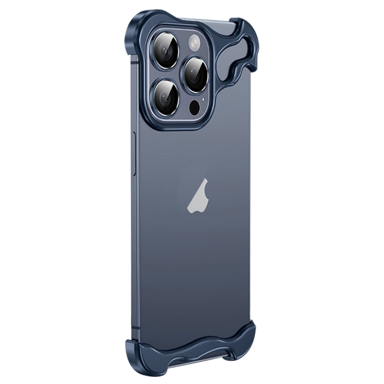 For iPhone 13 Pro Max Frameless Metal Corner Pad Phone Case with Lens Film(Blue) - iPhone 13 Pro Max Cases by PMC Jewellery | Online Shopping South Africa | PMC Jewellery | Buy Now Pay Later Mobicred