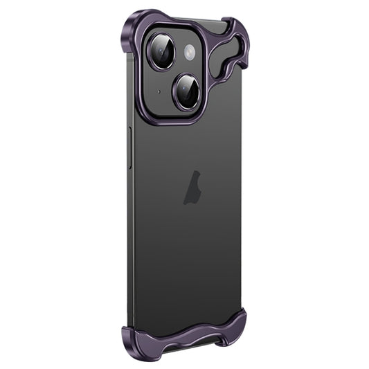 For iPhone 13 Frameless Metal Corner Pad Phone Case with Lens Film(Purple) - iPhone 13 Cases by PMC Jewellery | Online Shopping South Africa | PMC Jewellery | Buy Now Pay Later Mobicred