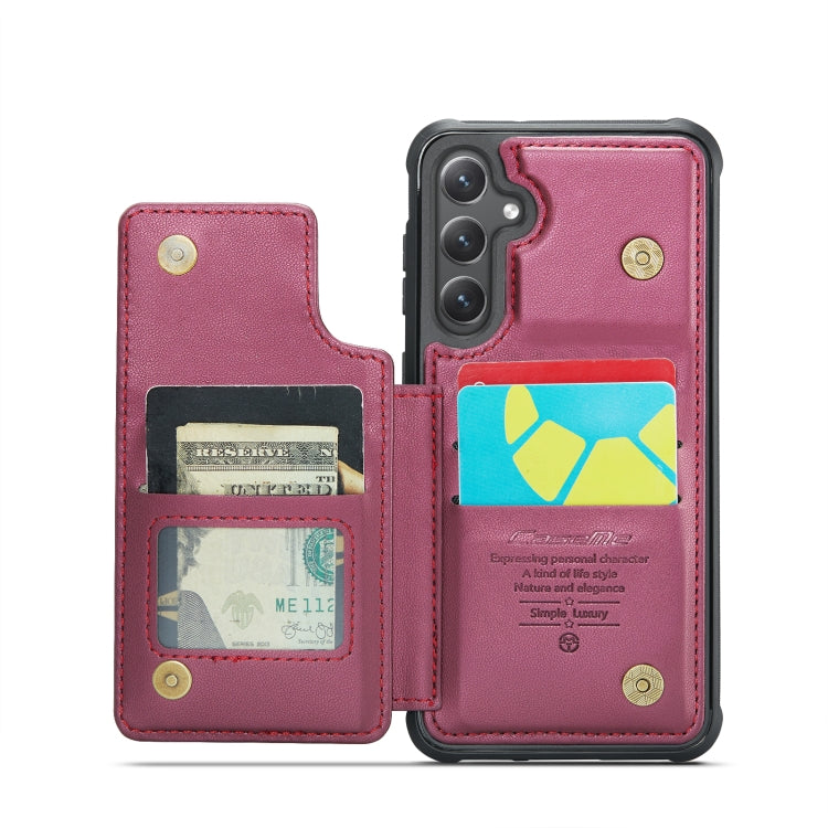 For Samsung Galaxy S24 5G CaseMe C22 PC+TPU Business Style RFID Anti-theft Leather Phone Case(Wine Red) - Galaxy S24 5G Cases by CaseMe | Online Shopping South Africa | PMC Jewellery | Buy Now Pay Later Mobicred