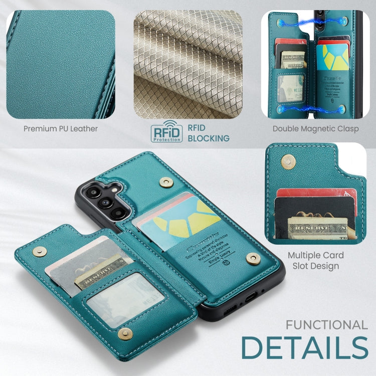 For Samsung Galaxy A35 5G CaseMe C22 PC+TPU Business Style RFID Anti-theft Leather Phone Case(Blue Green) - Galaxy Phone Cases by CaseMe | Online Shopping South Africa | PMC Jewellery | Buy Now Pay Later Mobicred