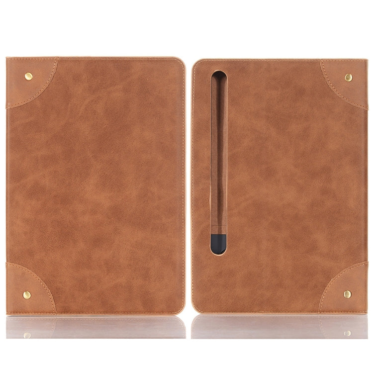 For Samsung Galaxy Tab S9 FE Retro Book Leather Tablet Case(Light Brown) - Galaxy Tab S9 FE by PMC Jewellery | Online Shopping South Africa | PMC Jewellery | Buy Now Pay Later Mobicred