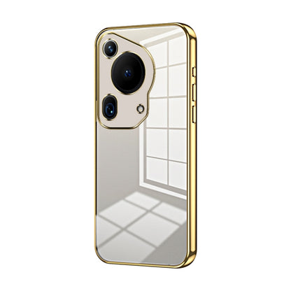 For Huawei Pura 70 Ultra Transparent Plating Fine Hole Phone Case(Gold) - Huawei Cases by PMC Jewellery | Online Shopping South Africa | PMC Jewellery | Buy Now Pay Later Mobicred