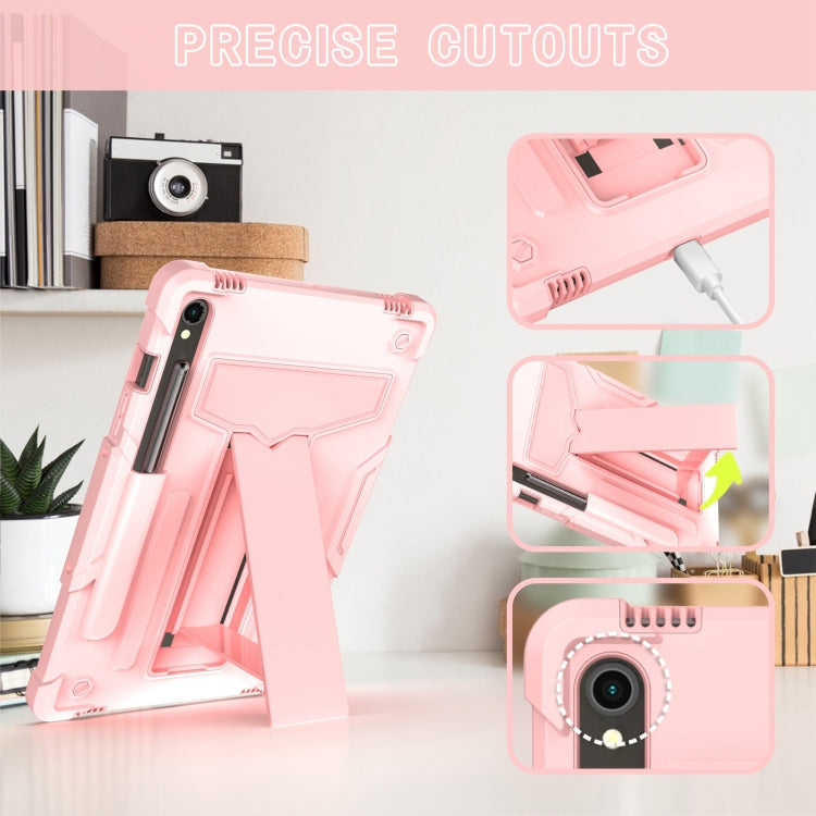 For Samsung Galaxy Tab S9 FE / S9 T Holder Robot Silicone Hybrid PC Tablet Case(Rose Gold) - Galaxy Tab S9 Cases by PMC Jewellery | Online Shopping South Africa | PMC Jewellery | Buy Now Pay Later Mobicred