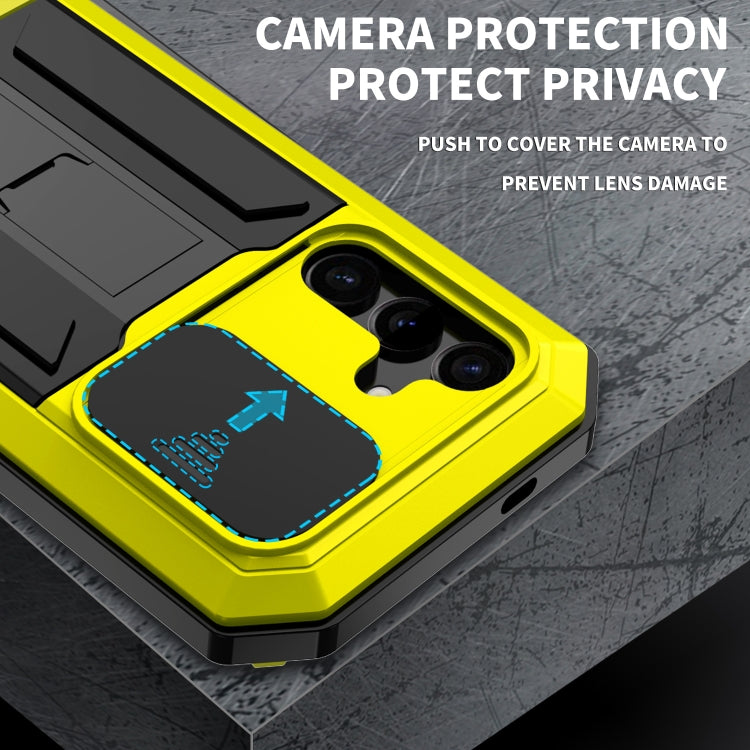 For Samsung Galaxy S24 5G R-JUST Sliding Camera Life Waterproof Holder Phone Case(Yellow) - Galaxy S24 5G Cases by R-JUST | Online Shopping South Africa | PMC Jewellery